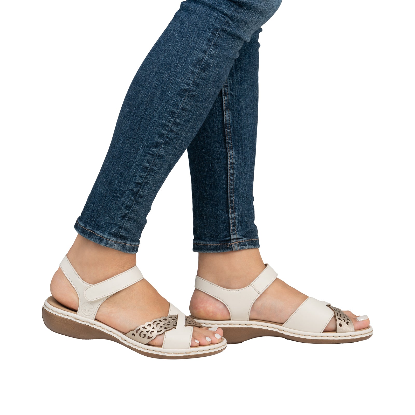 Sandale Rieker 65987-60 bej din material sintetic – Pantofi Bizon