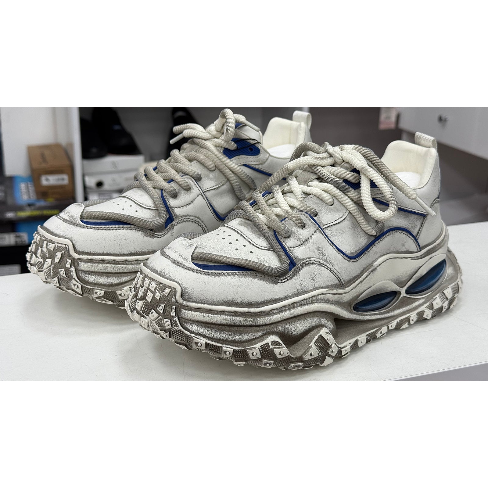 Pantofi barbati Franco Gerardo 95932 White/Blue Imagine secundară a produsului