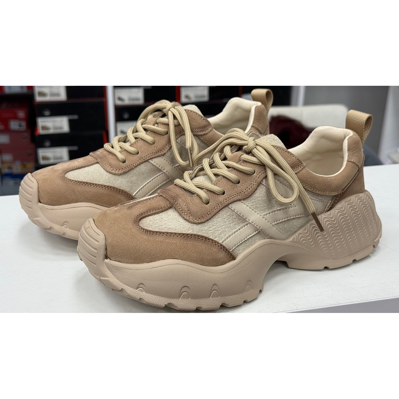 Pantofi Franco Gerardo 7109 Khaki/Cream Imagine secundară a produsului