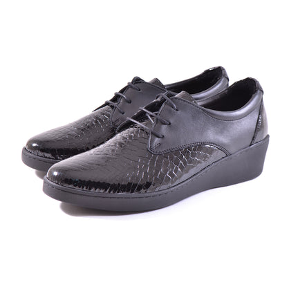 Pantofi Caspian 2305 Black Croco Lac