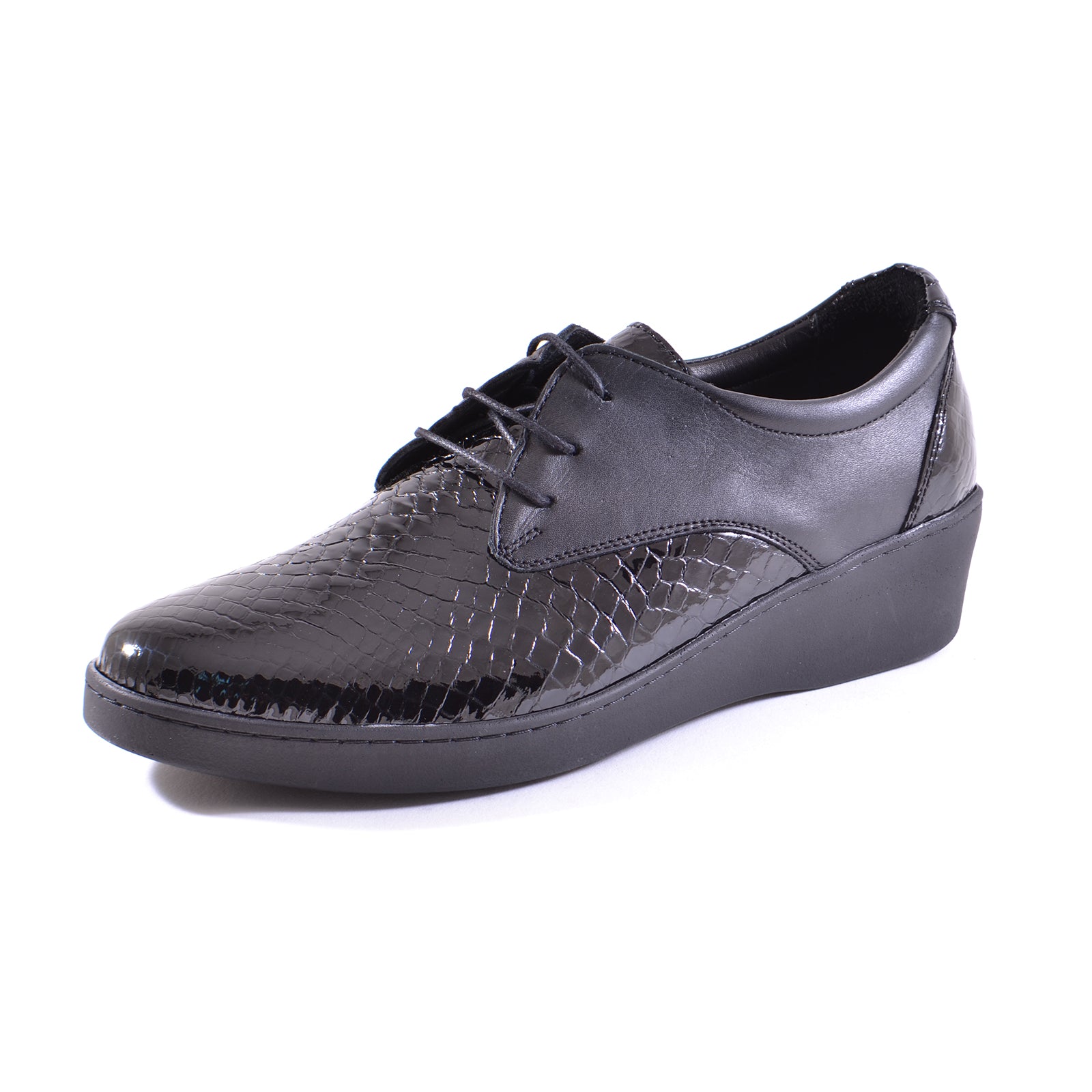 Pantofi Caspian 2305 Black Croco Lac